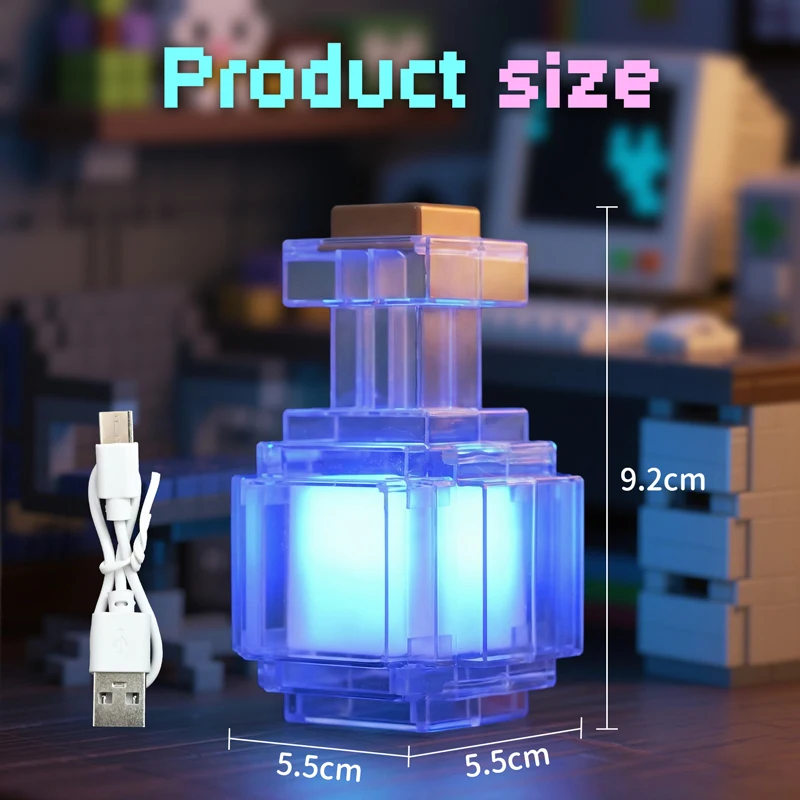 ToyRechargeable Night Light 7 Color Liquid Medicine Bottle Pixel Wind Peripheral Design Game Bedroom Decoration Lamp Kids Gifts
