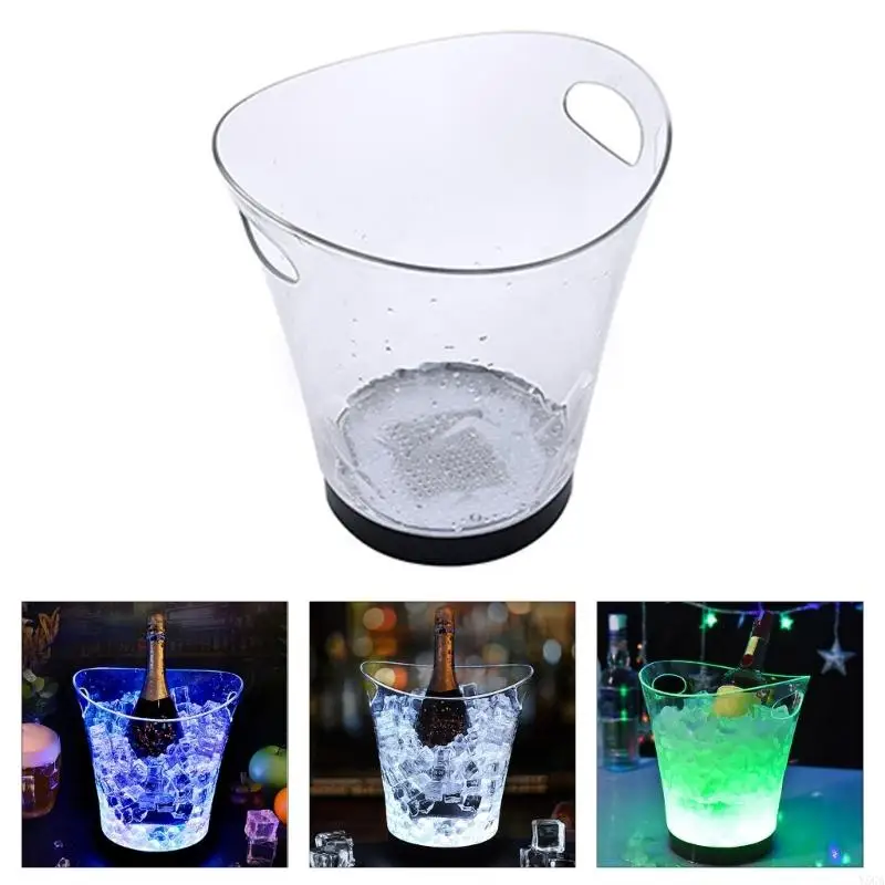 

LED Lighted Ice Buckets 5L Large Capacity Ice Container Bin for Parties and Clubs with Automatic Color Changing Feature