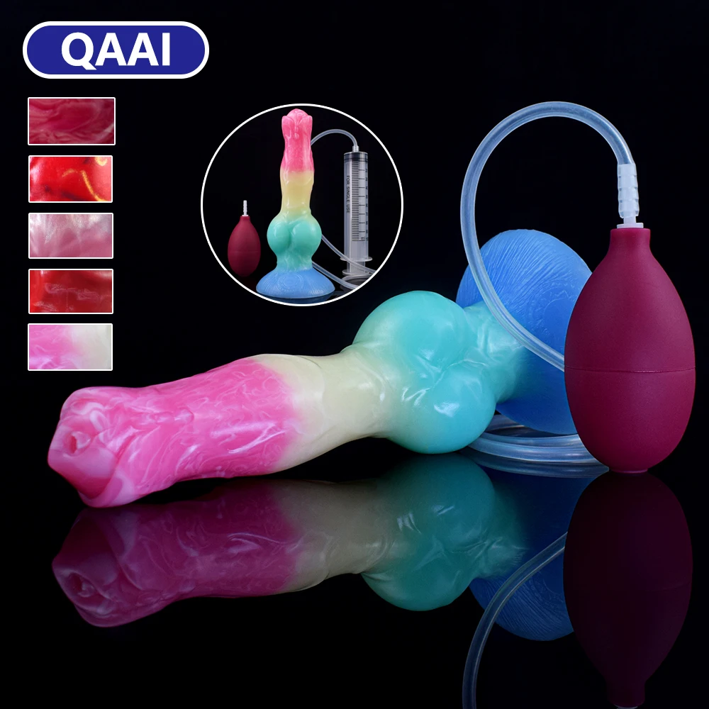 

QAAI Colourful Ejaculation Dildo With Powerful Suction Cup Female Sex Toy Squirting Anal Plug Vaginal Stimulation Erotic Product