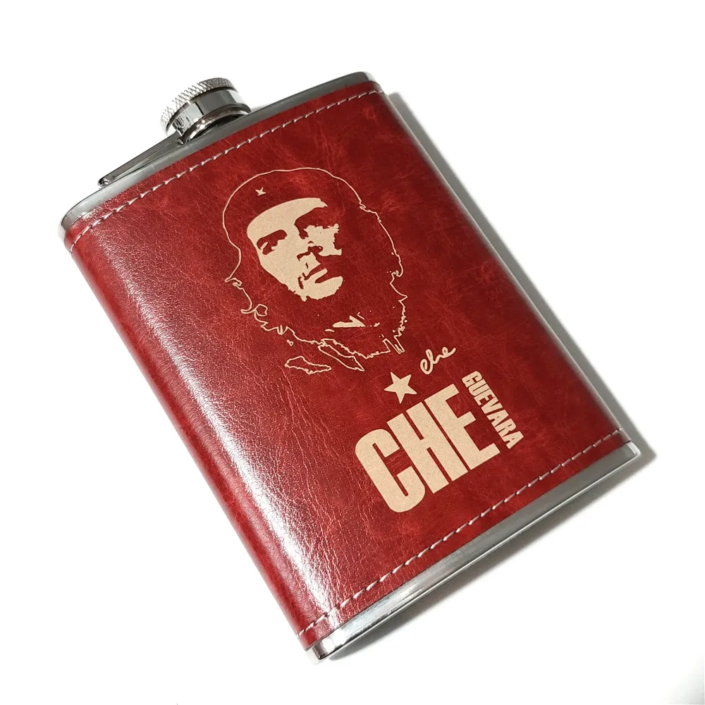 Che Guevara Super 8OZ 304 Stainless steel hip flask cover quality pu leahter copper lid travelling hiking camping drink flasks