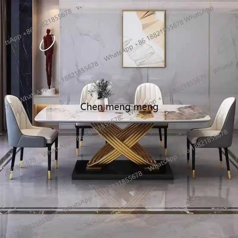 

K153 Italian rock slab dining table and chair combination modern simple rectangular size apartment, high-end household