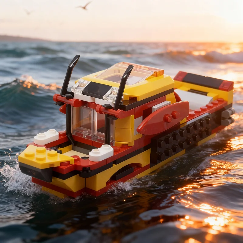 

202 детали MOC Конструктор «Спасательная лодка» (модель города), развивающая игрушка-конструктор для творчества и обучения, идеальный подарок на Рождество для детей