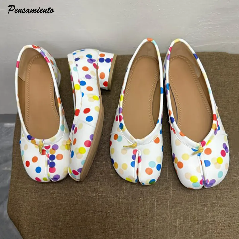 Fashion Colorful Polka Dot Split toe Women Ballet Flats Sweet Spring Summer Tabi Walking Loafers Casual Girls Dance Lazy Shoes