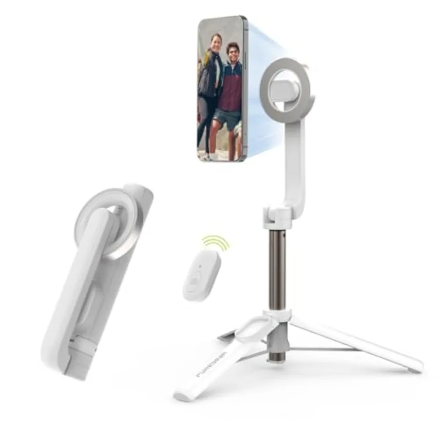 

Magnetic Selfie Stick Tripod Stand with Wireless Remote Compatible with MagSafe for iPhone 17/16/15/14/13/12 Series and Android