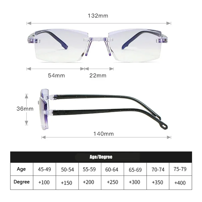 8PCS Unisex Square Reading Glasses +1.0~+4.0 Computer Glasses Replaceable Lens for Men and Women Eyewear