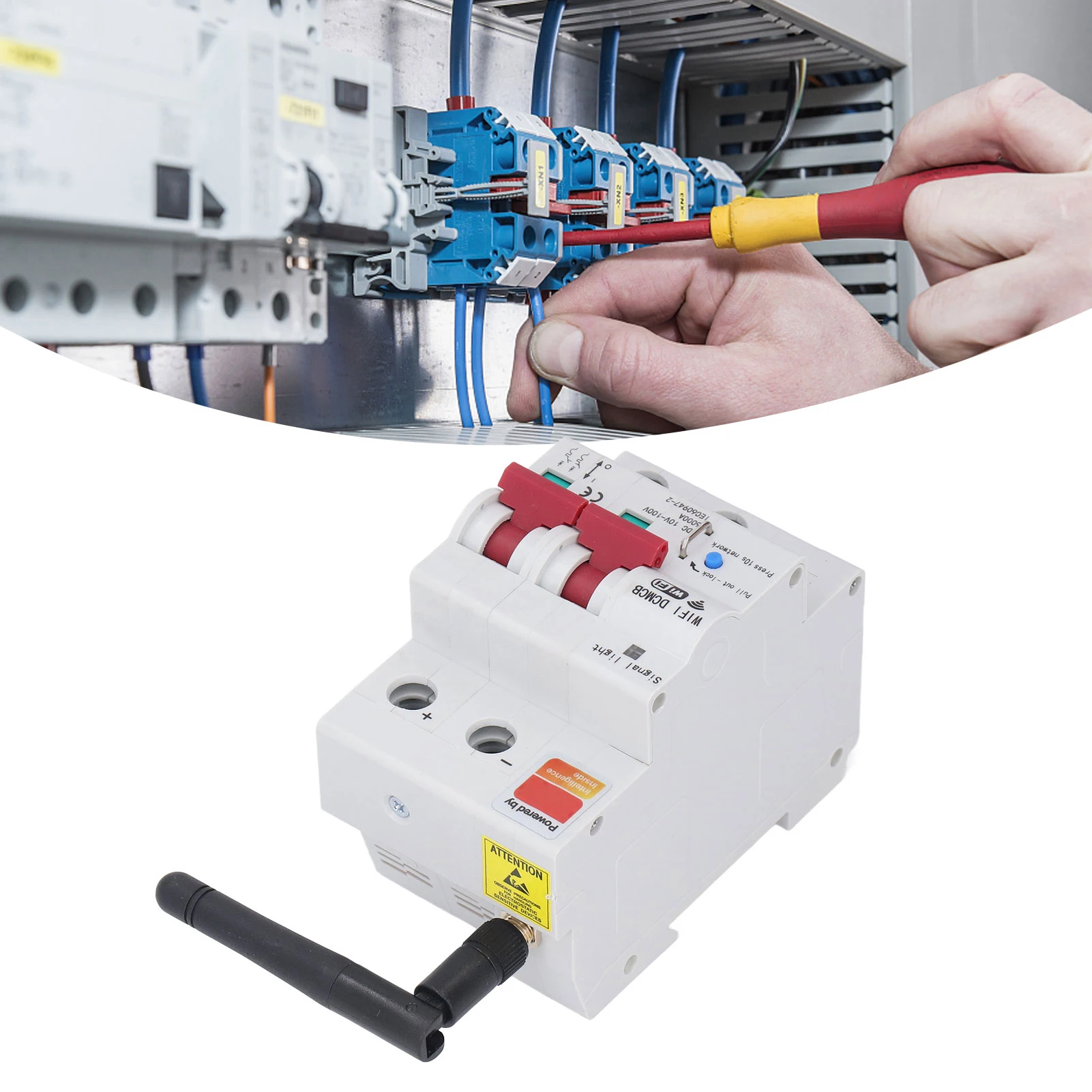 Smart  Circuit Breaker 2P APP Control Voice Control WiFi Circuit Breaker with Safety Lock DC10‑100V Smart  Circuit Breaker
