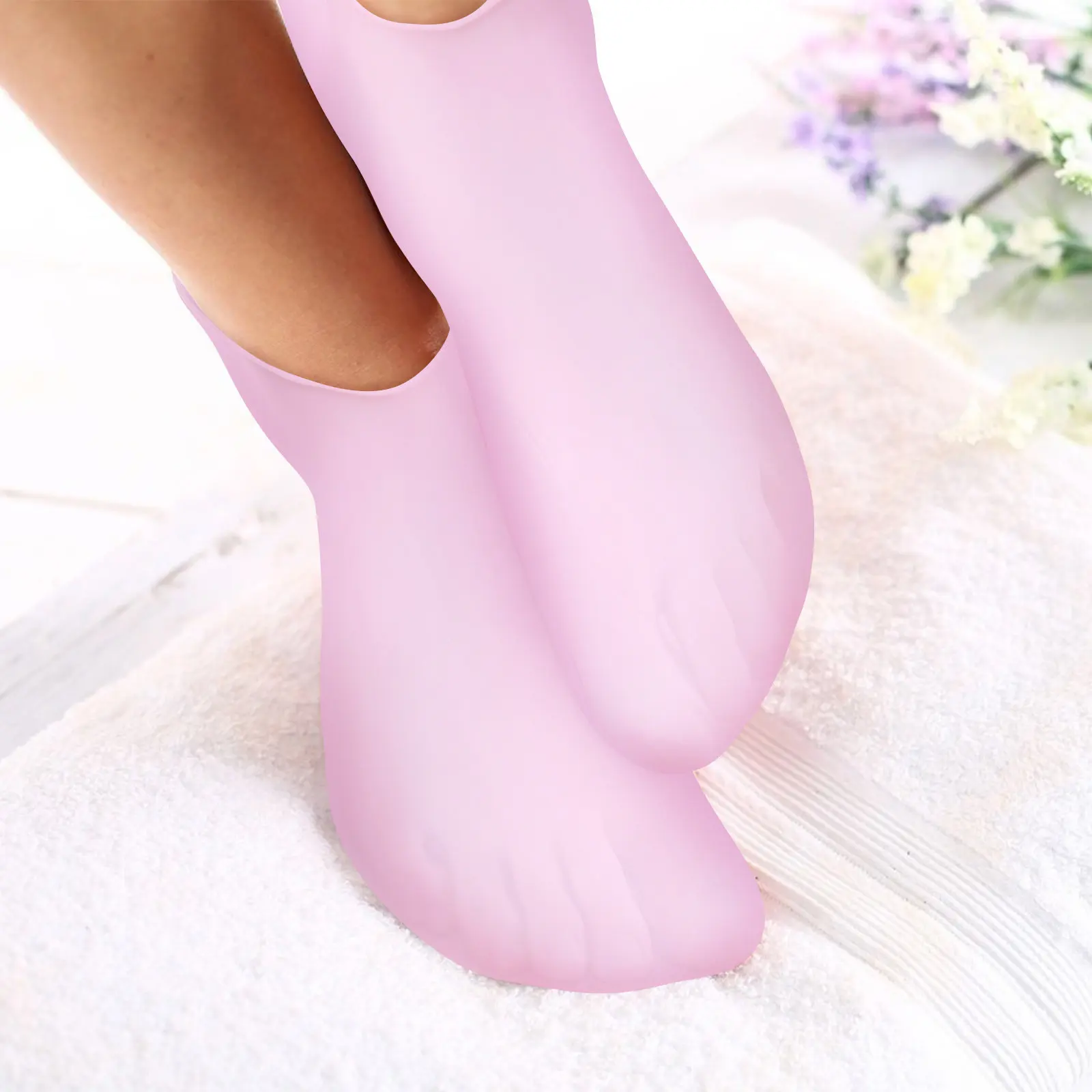 4Pairs Silicone Moisturizing Socks Women Soft Gel Spa Socks Foot Care Night Wear Elastic Comfortable Dry Cracked Skin Treatment