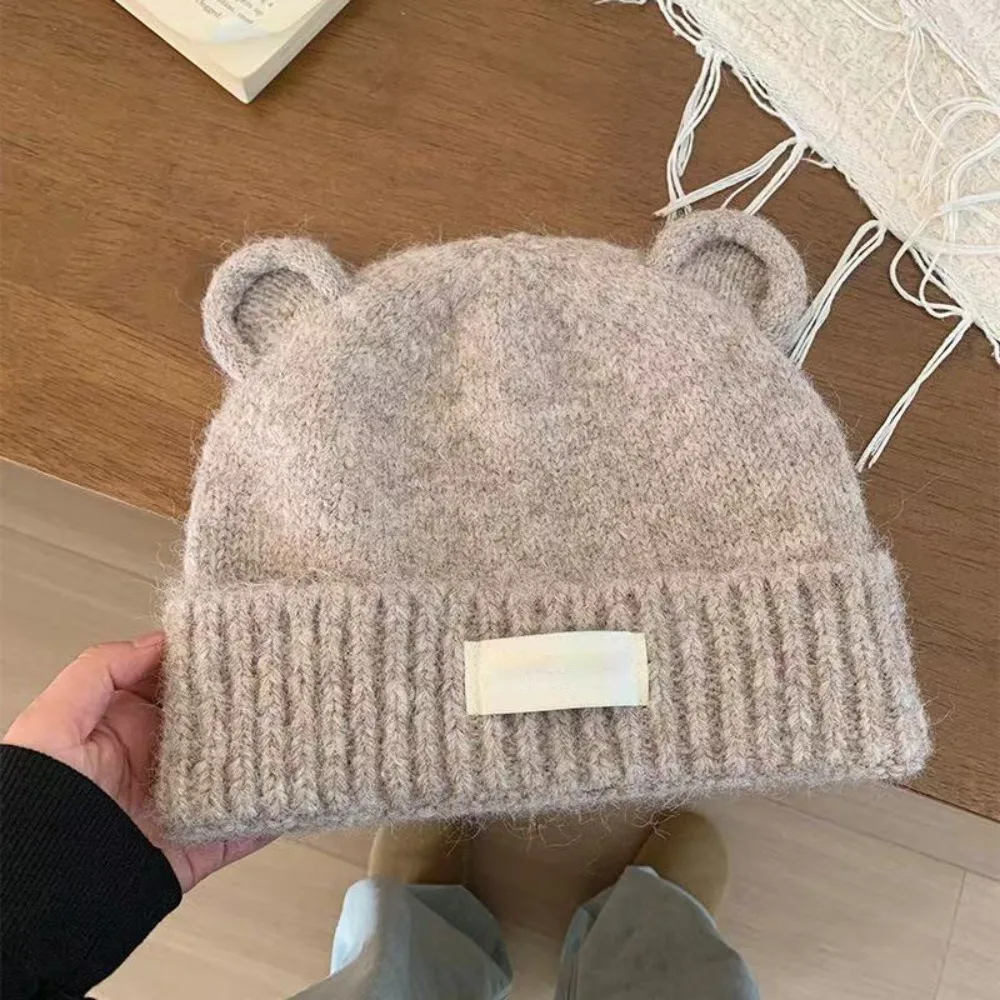 

Новая меховая вязаная шапка из пряжи, защита ушей, ветрозащитная зимняя кепка, эластичная теплая велосипедная кепка на открытом воздухе