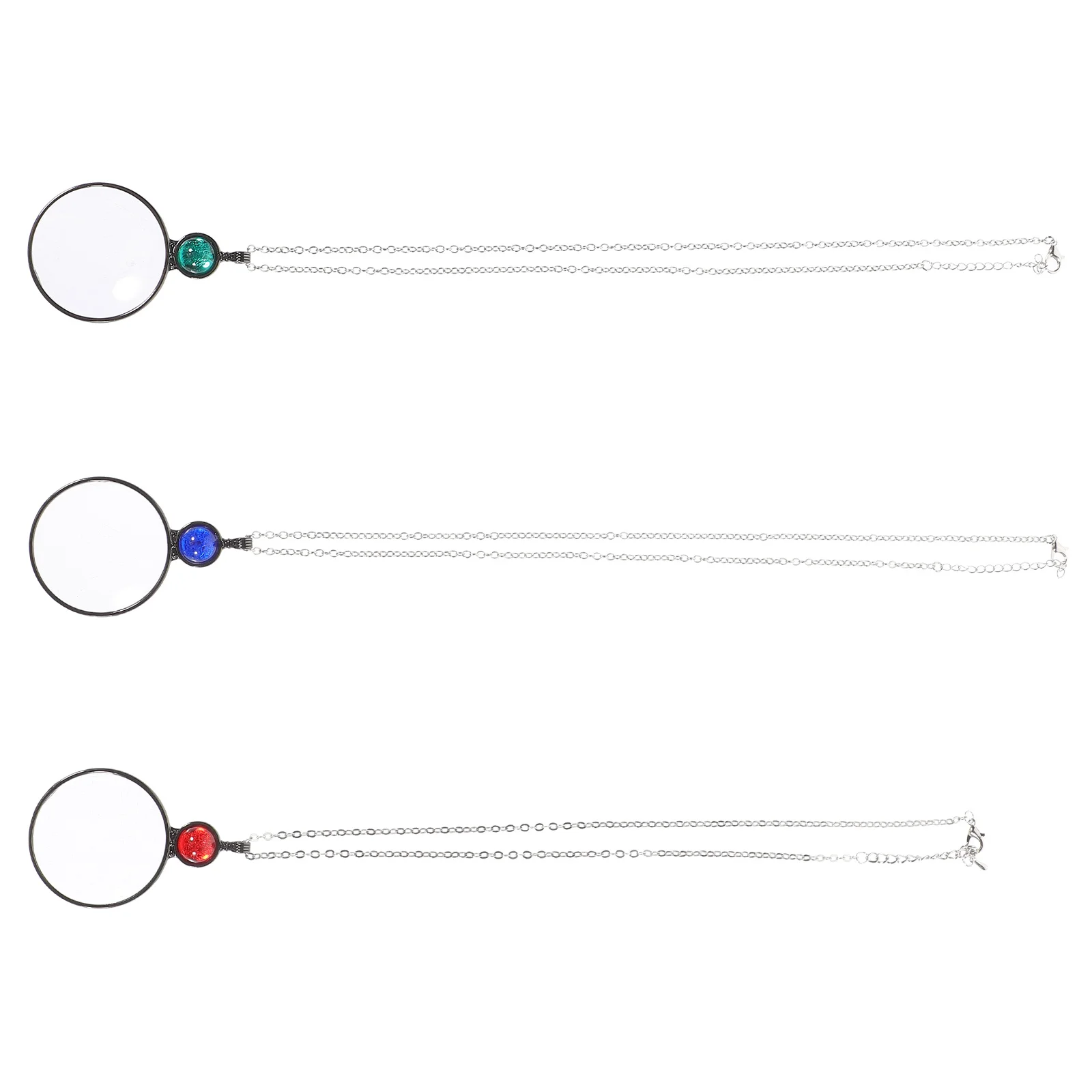 

3Pcs Magnifier Pendant Necklace Portable Durable Alloy Magnifying Glass Hanging Necklace for Seniors Reading Sewing Book Jewelry