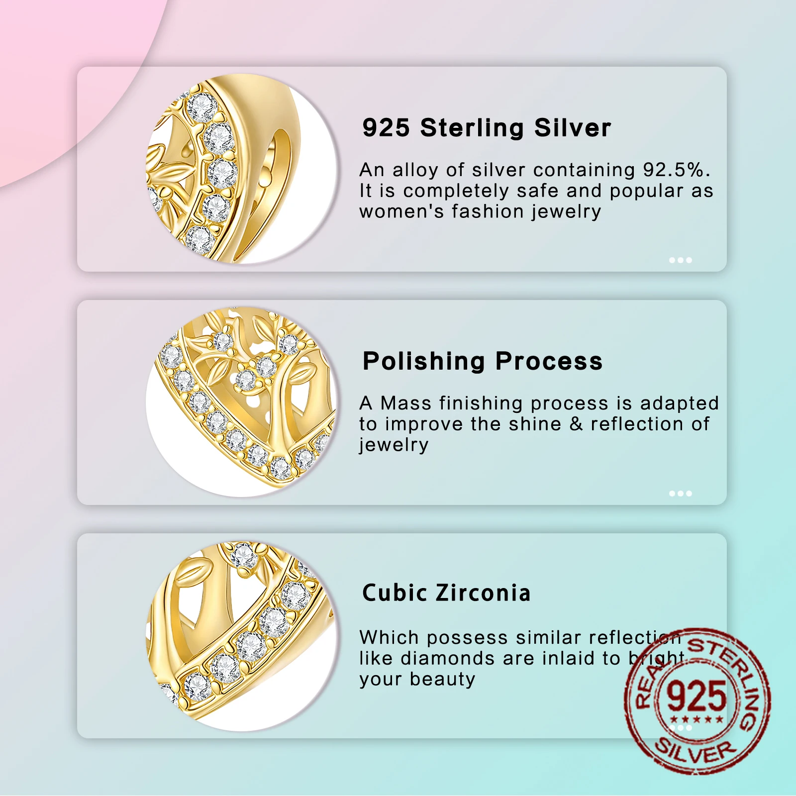 925 فضة شجرة الحياة الذهبية الأسرة الزركون المعلقات سحر صالح الأصلي سحر أساور النساء DIY مجوهرات هدية