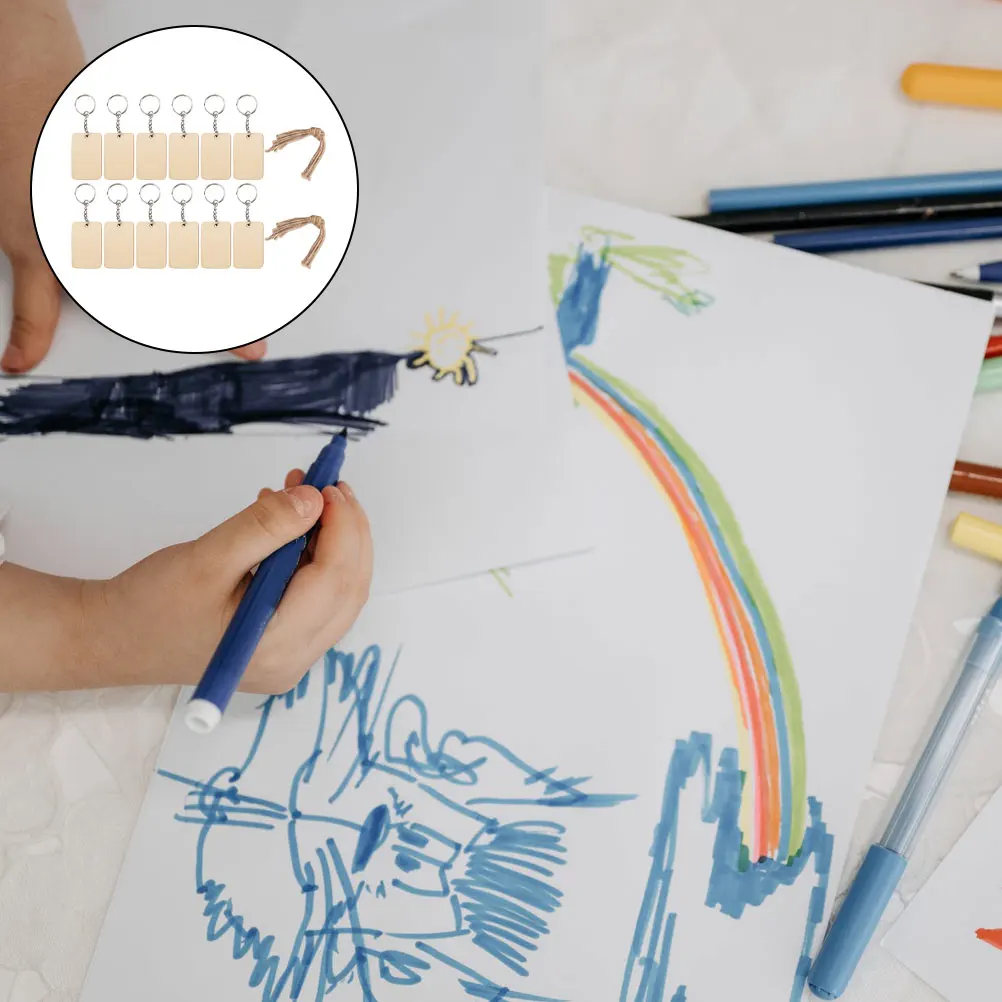 60 قطعة المفاتيح قلادة فارغة خشبية DIY بها بنفسك بسيطة الاطفال لوازم الحرفية لتقوم بها بنفسك كيرينغ اكسسوارات الديكور قلادة كيرينغ فارغة #1