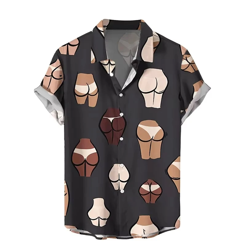 

Hawaiian Funny Shirts 3d Print Sexy Graphic Mens Short Sleeve Blouse Holiday Tops Oversized Button Shirt For Men Harajuku Tops