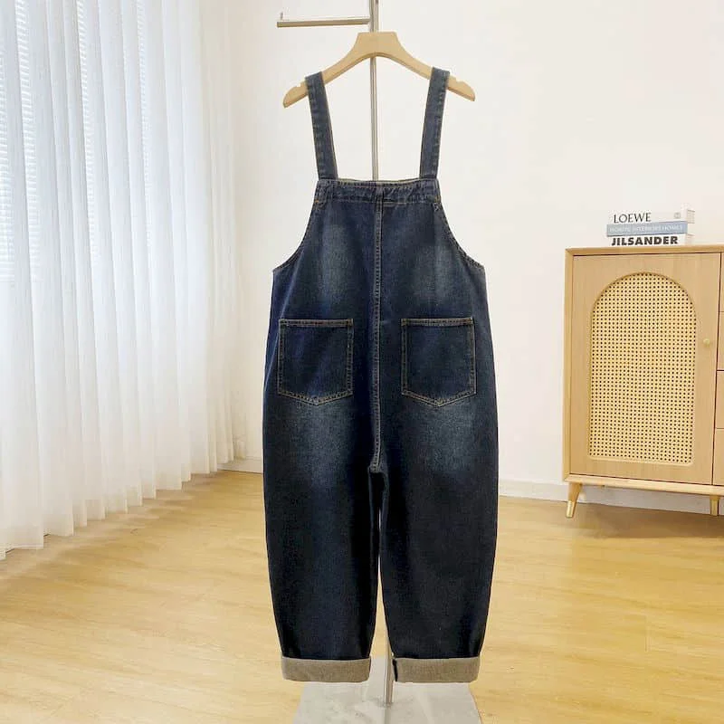 Jeans Overalls für Frauen koreanischen Stil Stram pler lässig Vintage Spiel anzüge gerade Hosen lose Overalls einteiliges Outfit Frauen