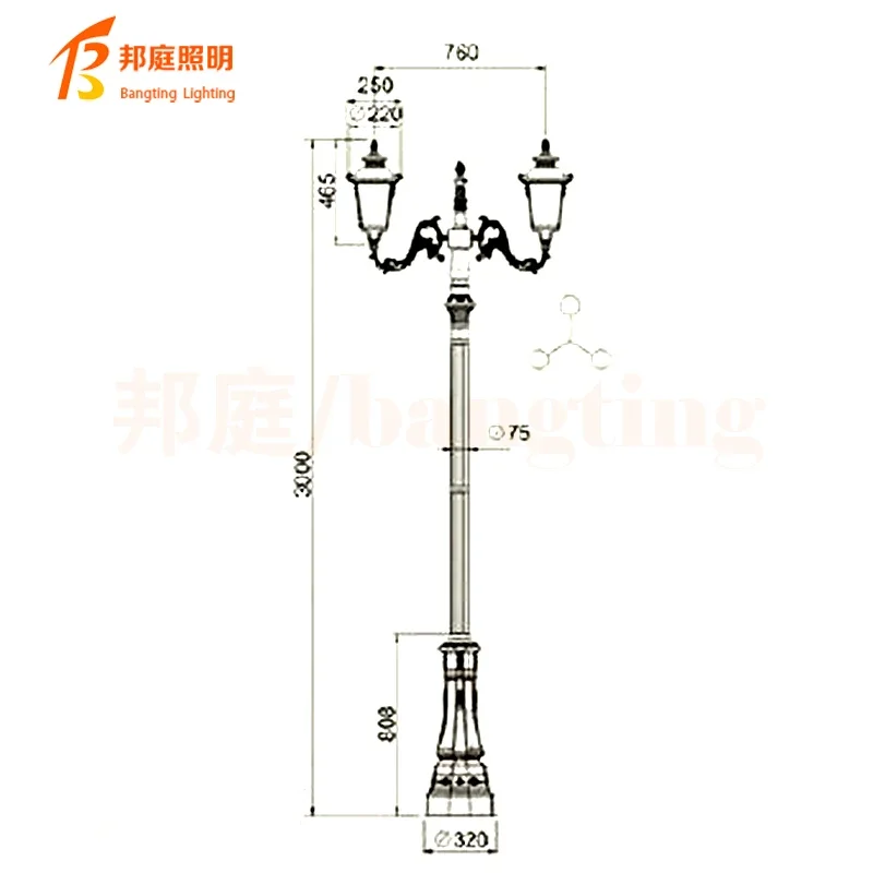 European Style Lawn Waterproof Garden Lamp High Pole Villa Outdoor Courtyard Garden Lighting