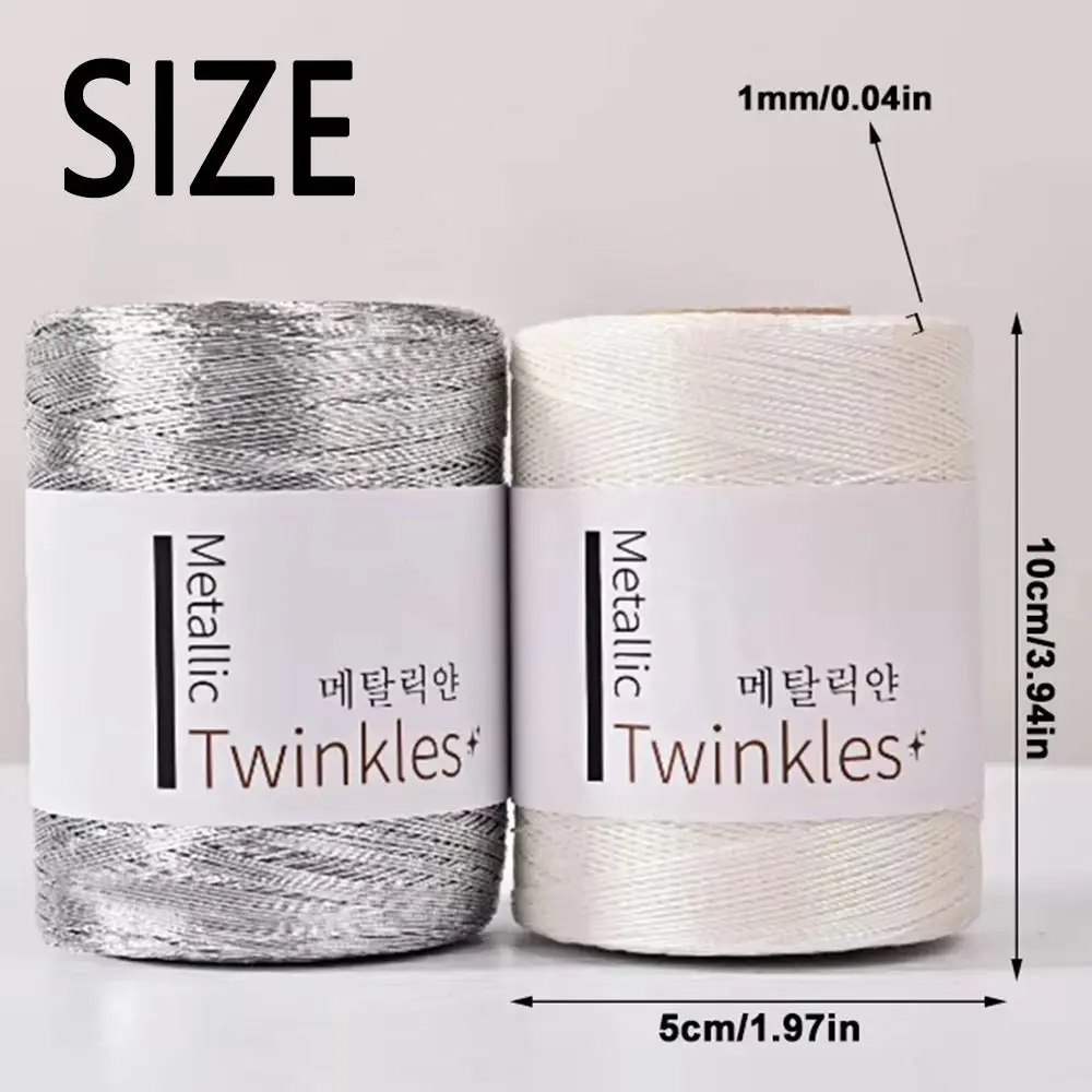 Sparkling Metallic Thread Colourful 1.0mm Glitter Crochet Thread Solid Color Handmade Flash Core Yarn Crochet Accessories