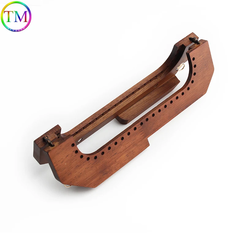 1/5/10PCS 25x8cm Camel/Brown Bag Handles Wooden Purse Frame For Crochet Beach Rattan Woven Bags Kiss Clasp Inside Wood Handle