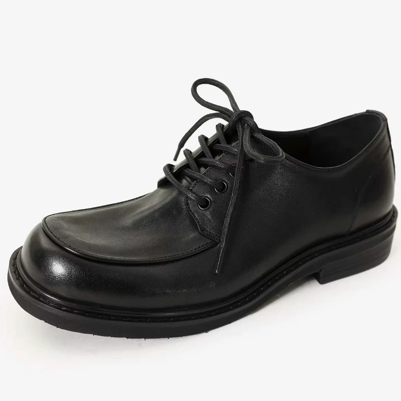 

American Retro Men's Dress Shoes Genuine Leather Breathable Simple Fashion Lightweight Comfortable Height Increasing Derby Shoes