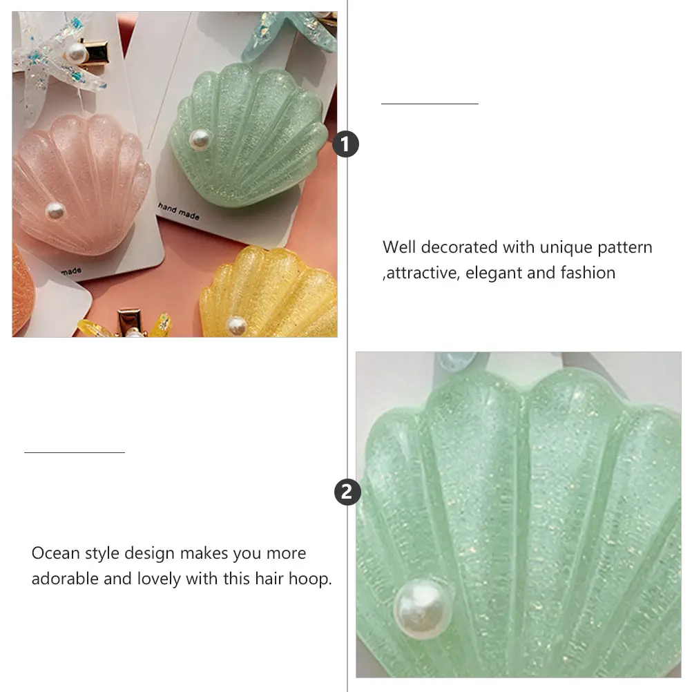 

4 Pcs Shell Hairpin Suits Unique Pattern Decorative Style Non Slip Ideal Gifts Beach Travel Daily Wearing Green