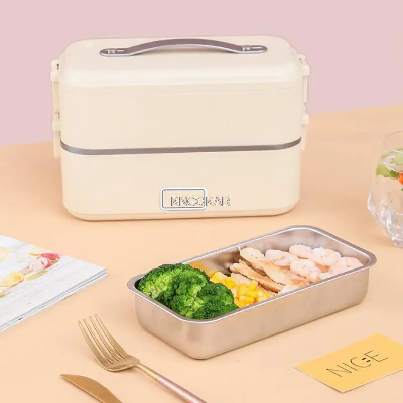 ポータブル電気加熱断熱弁当箱食器食品保存容器二層弁当弁当箱食品容器