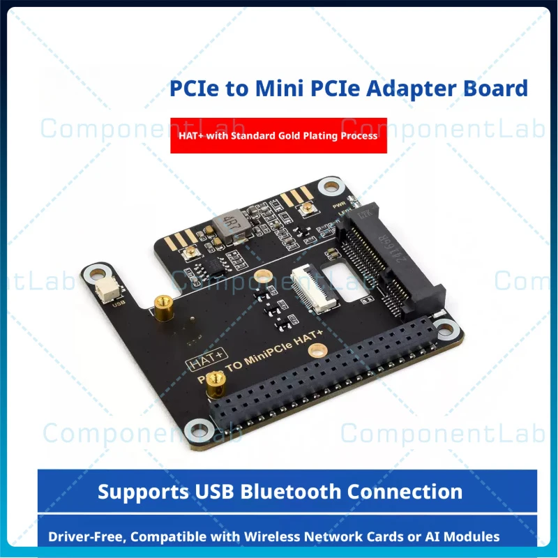 1-5pcs For Raspberry Pi 5 PCIe to MiniPCIe HAT+ Expansion Board Driver-Free Plug & Play for MiniPCIe Wireless NIC/AI Module
