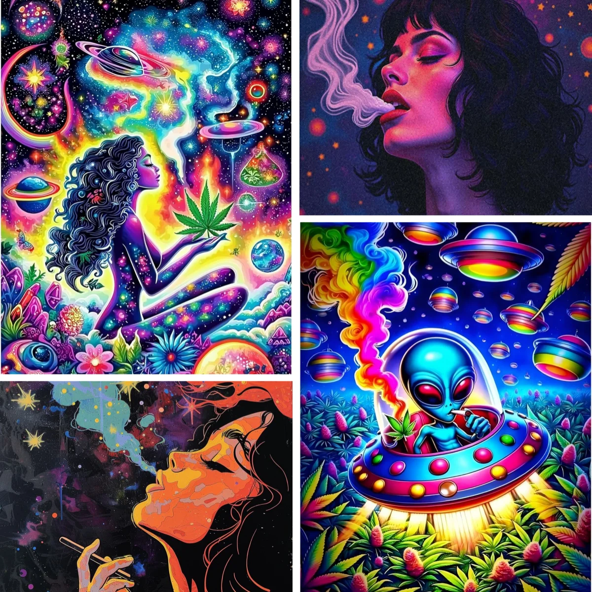 

Diamond Painting Needlecraft Stoner Art Female Smoker Picture Diamond Mosaic Cross Stitch Puzzle Diamond Art Wall Art Decor