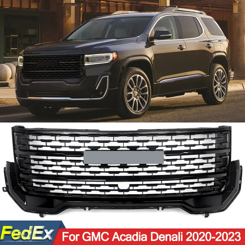 SAIQINGSP Gloss Black Fit For GMC Acadia Denali 2020-2023 Front Bumper Grille Car Accessories Tools