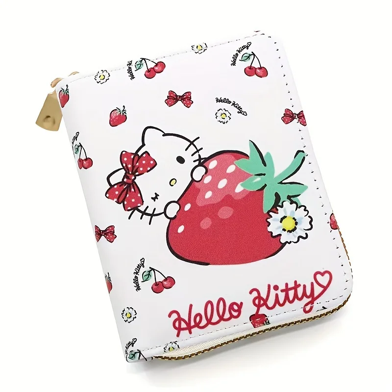 Kawaii Sanrio Hello Kitty PU Leather Coin Purse Cartoon Zipper Closure Card Organizer Wallet - Cute and Compact Key Holder