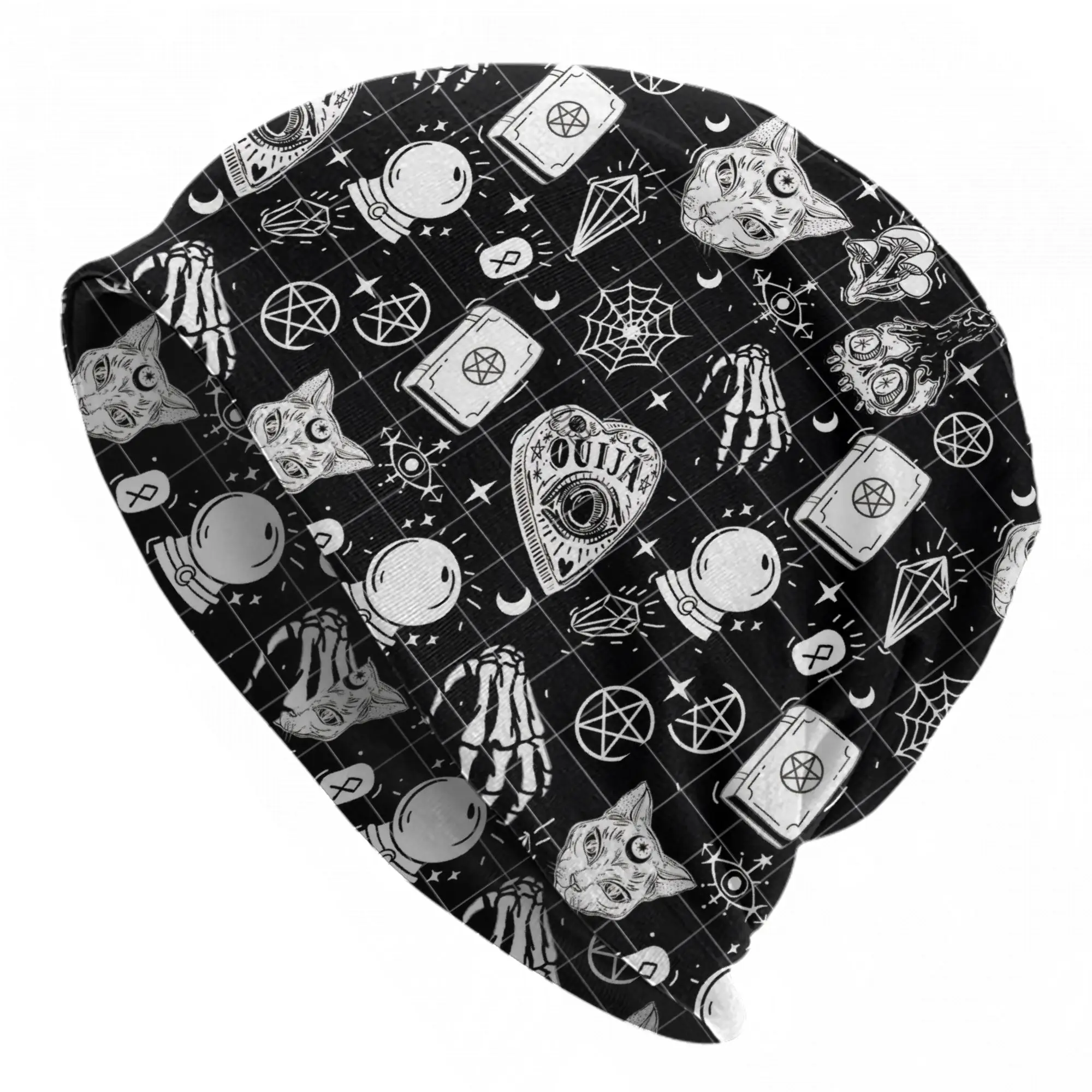 Ouija Board Caps Magic Skull Cat Hip Hop Adult Street Skullies Beanies Hats Spring Warm Dual-use Bonnet Hats