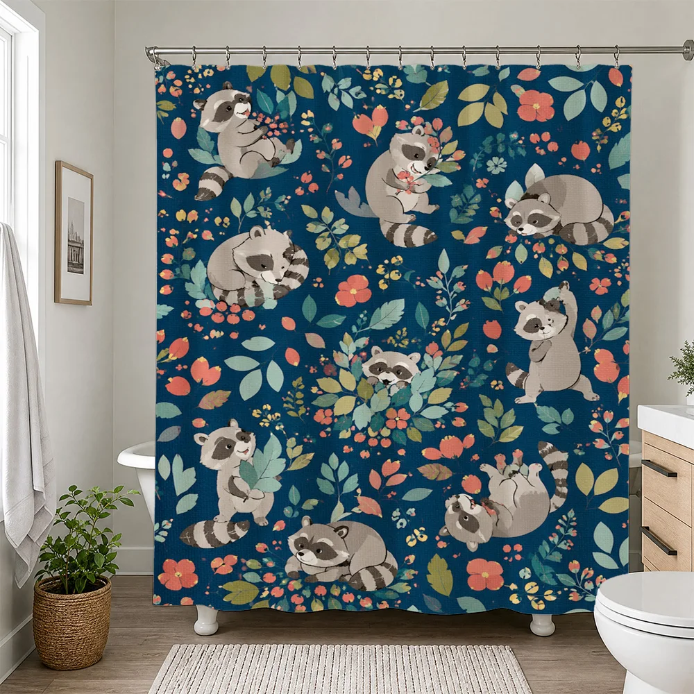 Cute Sloth Rainforest Shower Curtain Bathroom Decor Tropical Animal Print Shower Curtain Liner