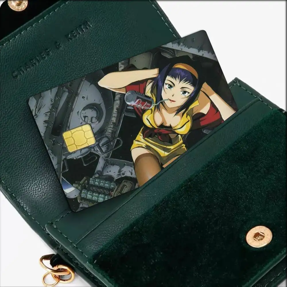 Cowboy Bebop Faye Valentine Waterproof Film Skin Cover Credit Card Stickers Debit Front Bank Bus Pass