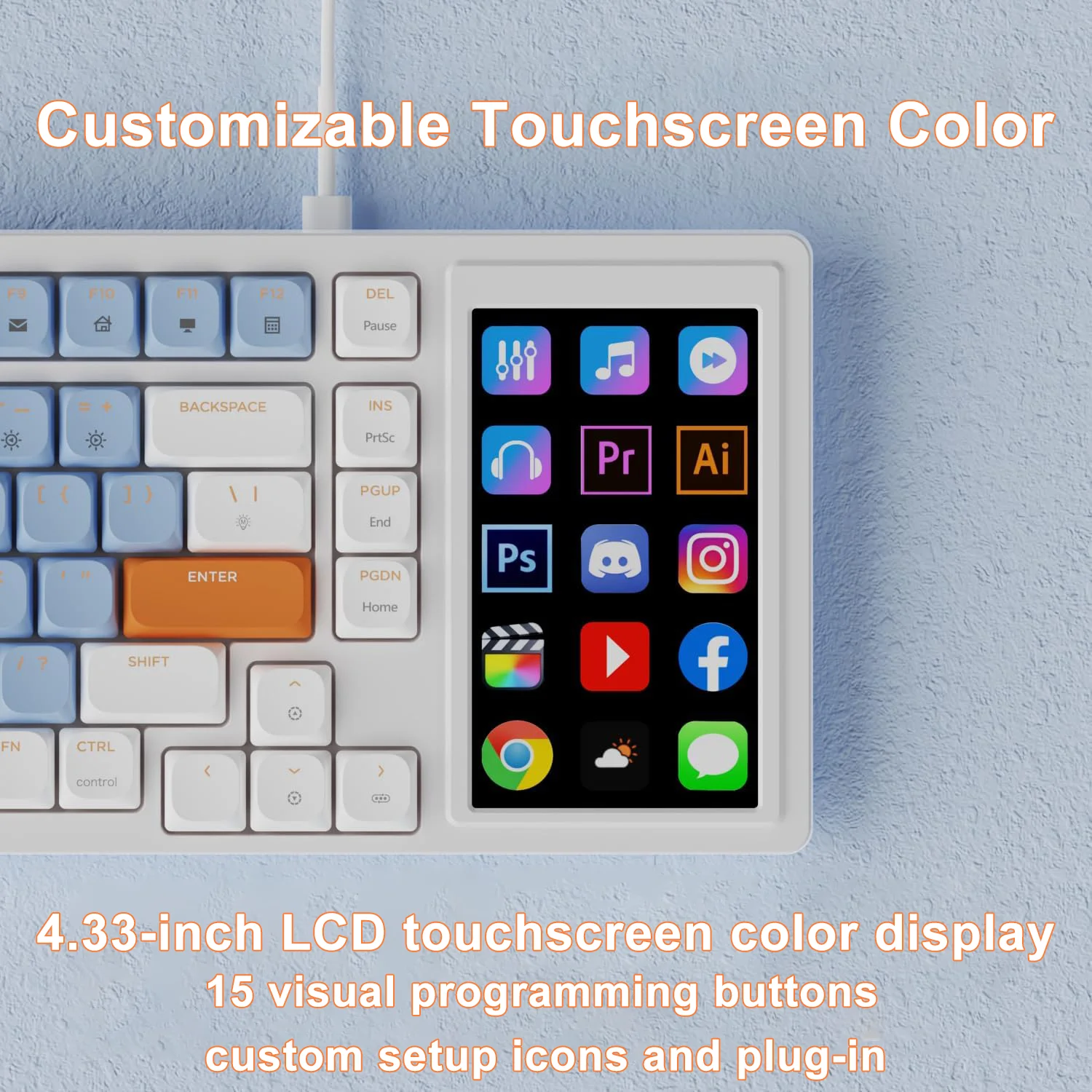 Ajazz AKP815 Wired Gaming Mechanical Keyboard RGB 81 Keys Touch Pad Color Screen Gamer Custom Keyboard Gasket for Pc Laptop