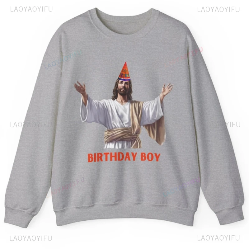 Funny Letters Jesus Birthday Boy Woman Sweatshirt Autumn and Winter Merry Christmas Warm Gift O-neck Hoodie New Year Xmas Hoody