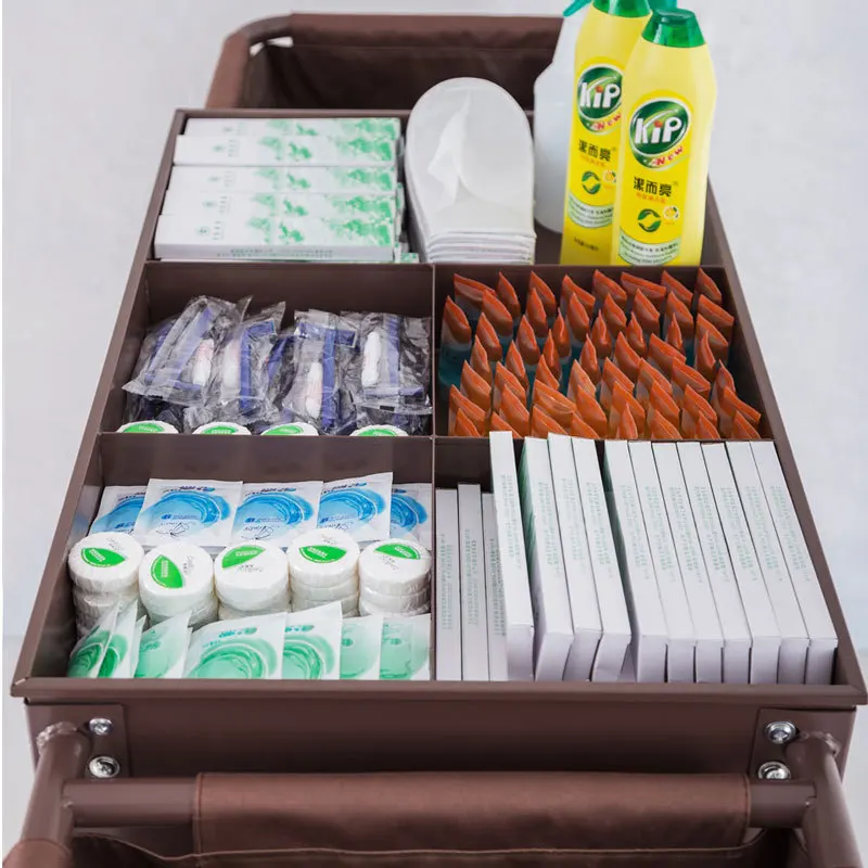 Hotel room multi-functional hand push linen cart cleaning cart cleaning cloth bag room entrance hygiene service