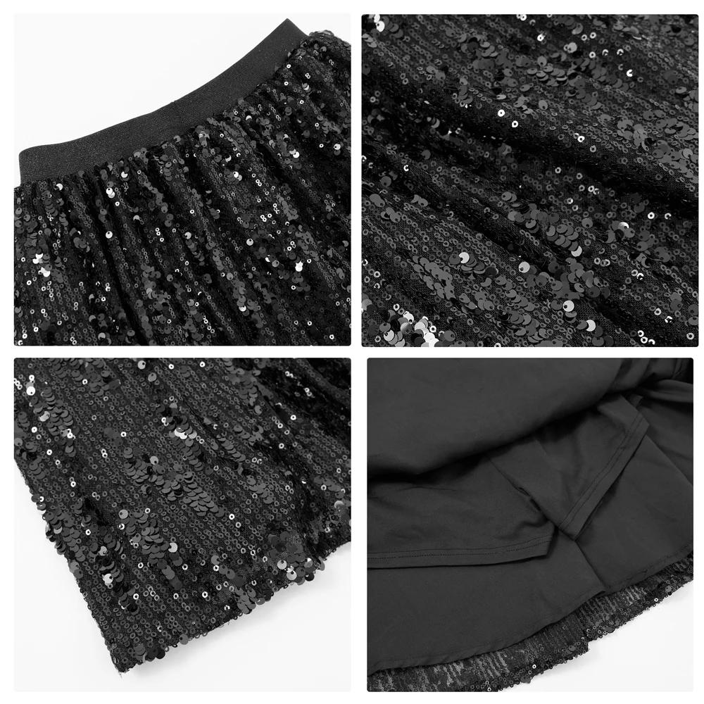 LOlanta Girls Metallic Sequin Skirt Sparkle Glitter Shiny Skirts Dance Outfit Party Elastic Waist Skorts Casual Wear 5-12 Years