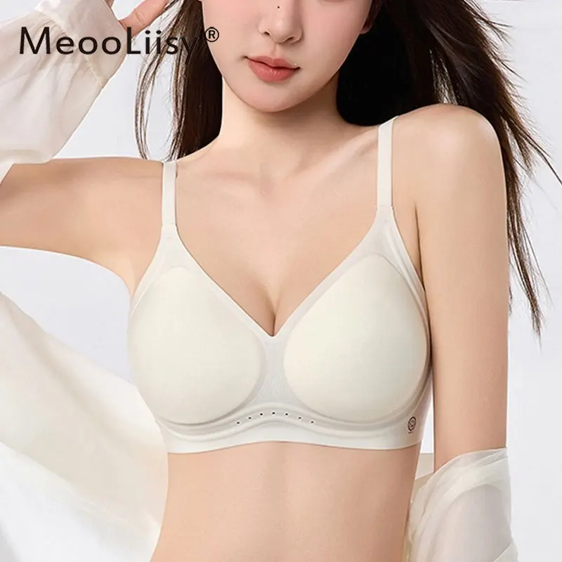 MeooLiisy Jelly Underwear Push Up Fixed Cup Wireless Bra for Women Seamless Breathable Lingerie Beauty Back Brassiere