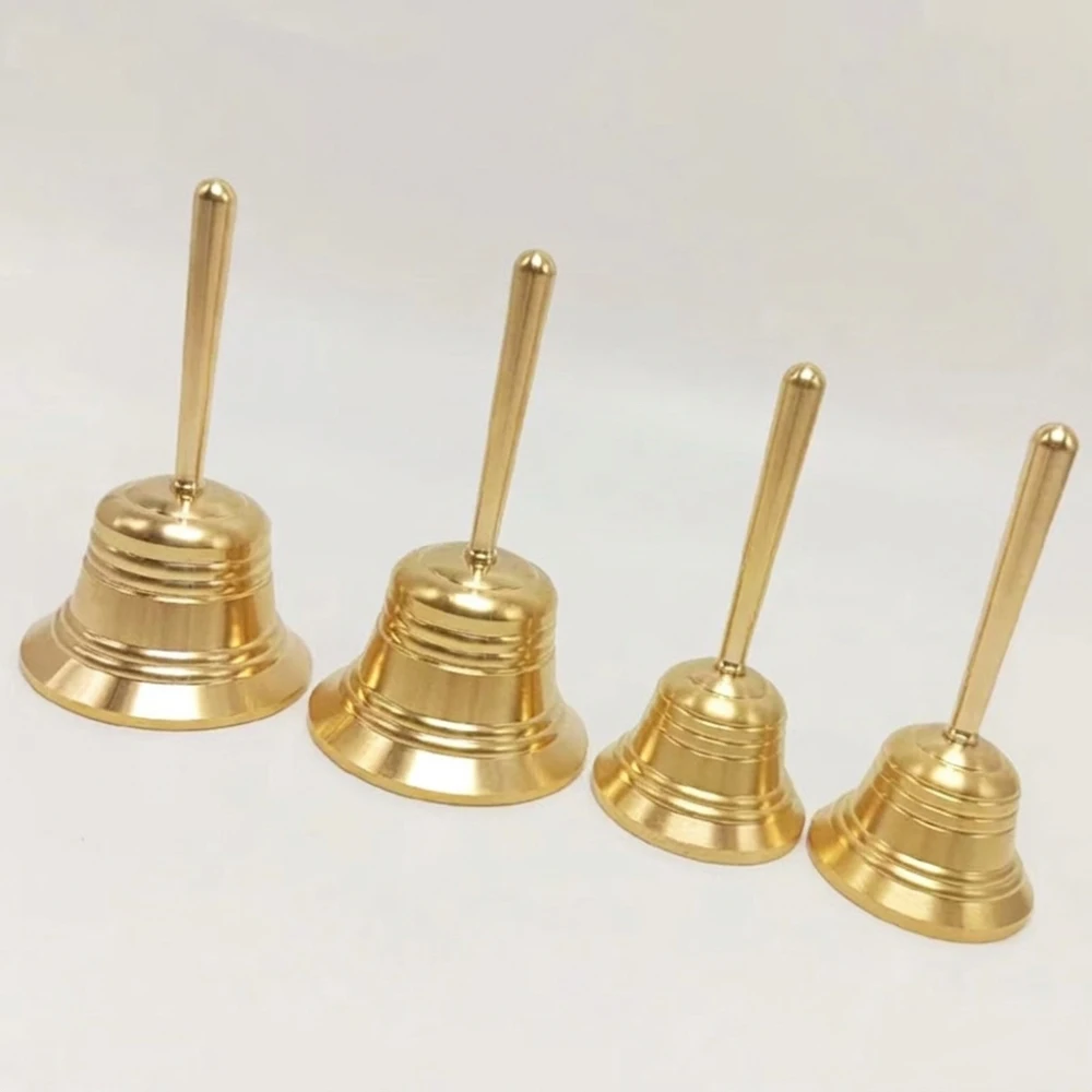 Vintage Style Brass Handbell Decorative Metal Statue Craft Collectible Gift For Birthday Holiday Party School Ceremony