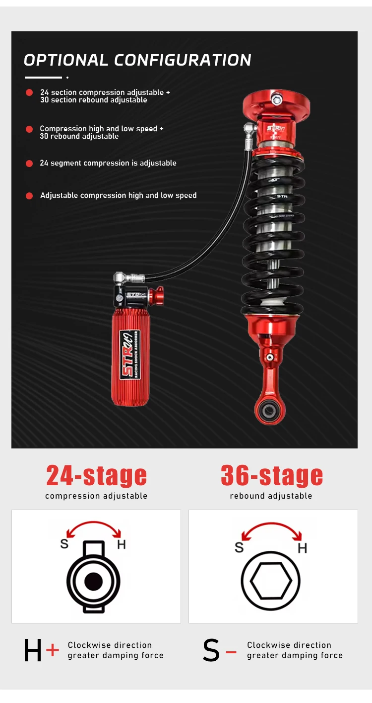STR High-performance Nitrogen Gass Charged Adjustable Shock Absorber Coil Spring 2 Inch Lift Kit for   Spring