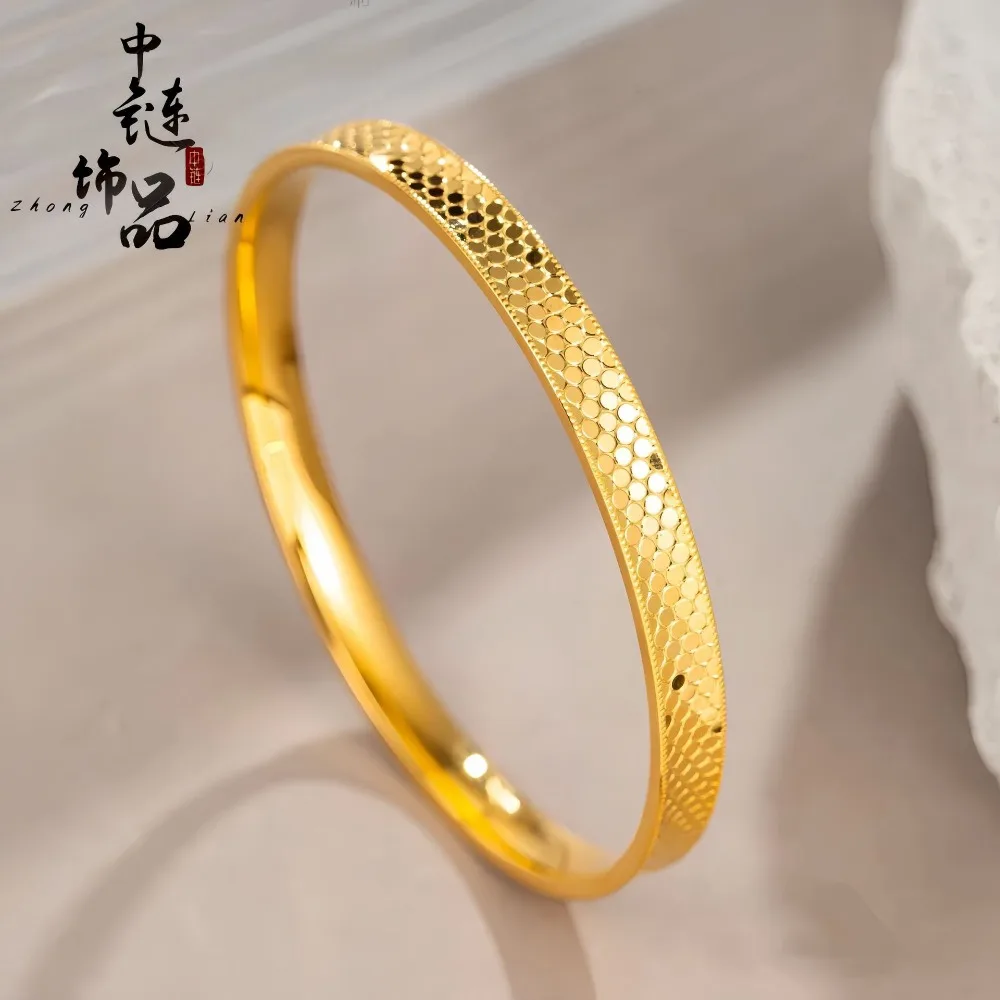 Boutique CNC dragon scale dot bracelet for women 9999gold