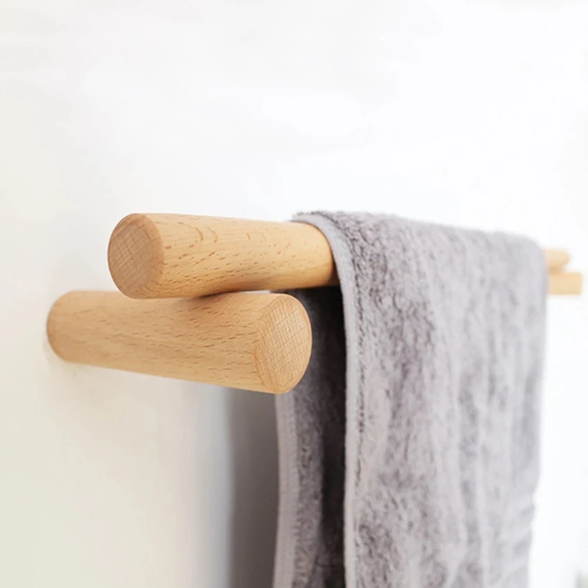 Creative Wooden Towel Rack Wall-mounted Towel Holder Bathroom shelf Kitchen Storage Rack Towel Bar for Bathroom accessories