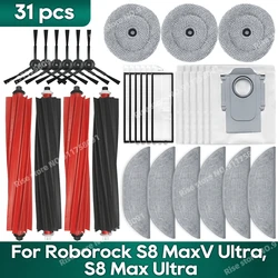 Fit for Roborock S8 MaxV Ultra/G20S Robot Vacuum Spare Parts Main Side Brushes Mop Cloths HEPA Filters Dust Bags Accessories