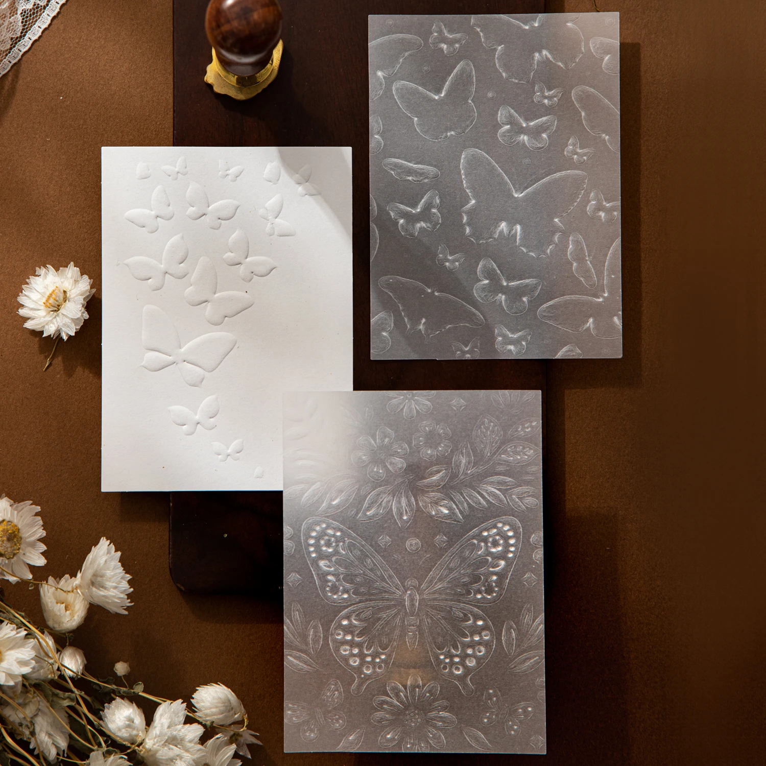 Misty White Blossom Series Vintage Number Flower Butterfly Landscape Material Paper Creative DIY Junk Journal Collage Stationery