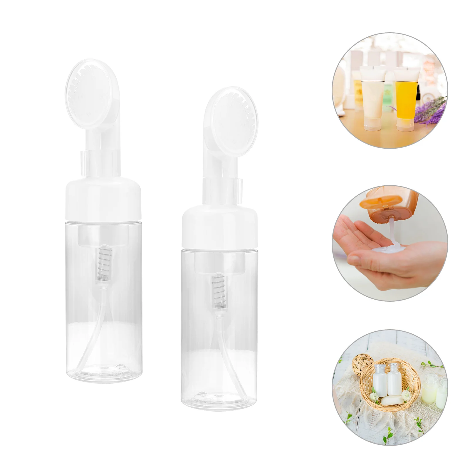 ขวดโฟมล้างหน้าแบบพกพา 2 ชิ้น สำหรับเดินทาง ใส่แชมพู เจลอาบน้ำ หรือผลิตภัณฑ์ทำความสะอาดผิวหน้า