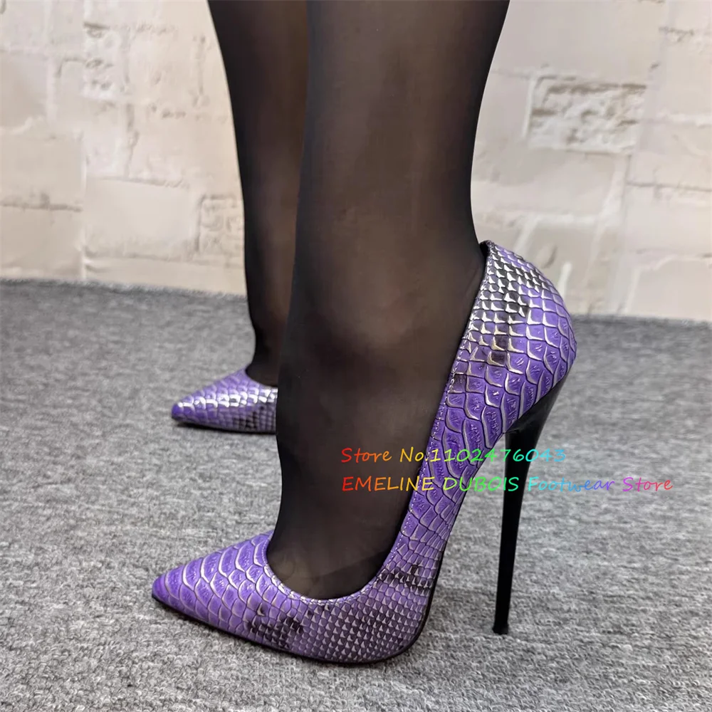 

2025 New 16cm Stiletto High Heel Ladies Metal Serpentine Single Shoes 14cm Pointed Toe Shallow Large Size Sexy Satge Shoes