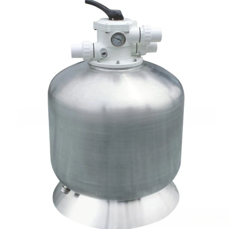 

Swimming pool filtration circulation system, stainless steel sand tank ejection/side outlet filtration