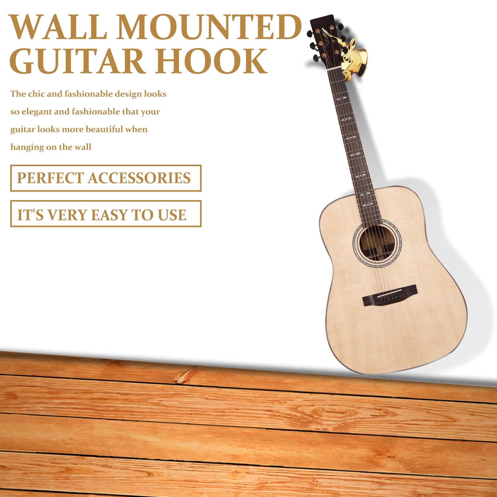 

1 Set Wall-Mounted Hook Hanger For Ukulele Wall Mounted Stand Durable Guitar Wall Hook Chic Guitar Holder Golden Color String
