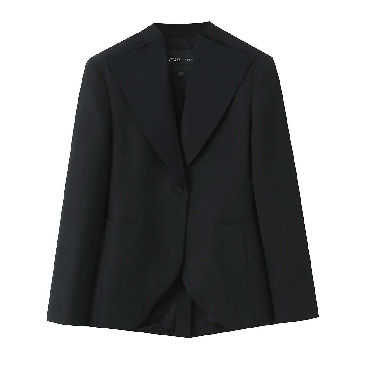 

Роскошный черный блейзер скульптурным принтом для женщин 2026, авангардный приталенный офисный женский формальный пиджак с острыми лацканами и воротником-стойкой, пальто