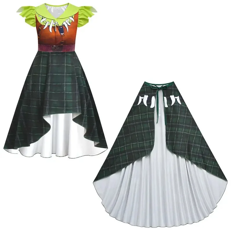 ملابس أطفال من Shrekes فستان الأميرة فيونا التنكري للفتيات الصغيرات لحفلات الهالوين وحفلات الكرنفال للأطفال أزياء أداء من أربع قطع