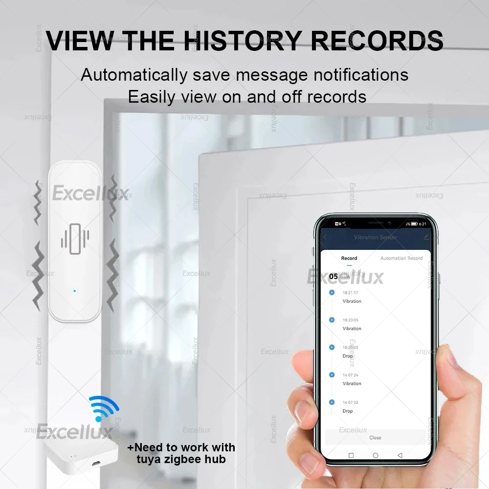 Tuya Smart Life Vibration Sensor ZigBee Tuya Sensor Monitor App Control Home Security Protection Zigbee Sensor Motion ShockAlarm