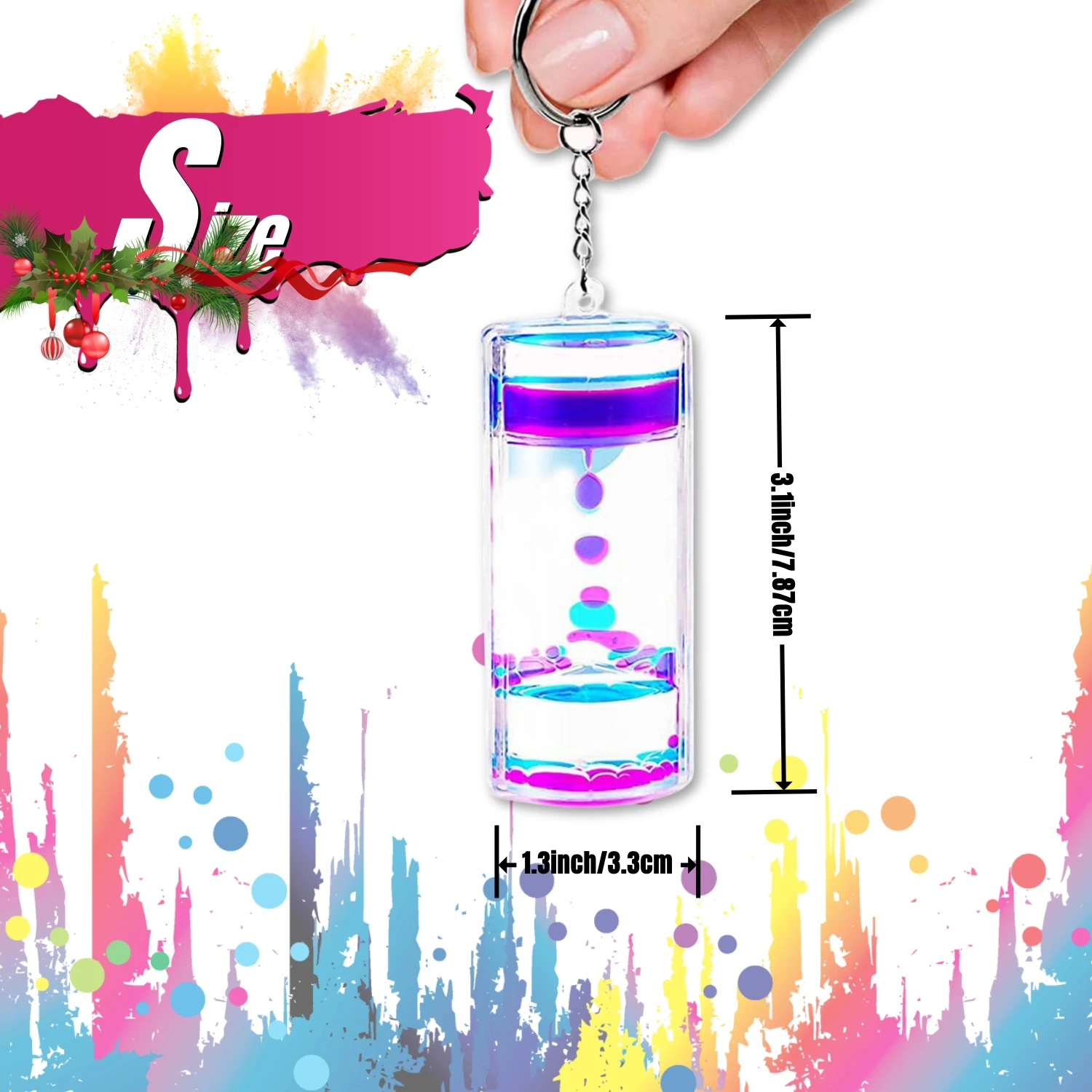 4 Pcs Liquid Motion Bubbler Keychains - Liquid Timer for Sensory Play, Calming Toy , Fidget Keychain, Stress Relief Party Favors