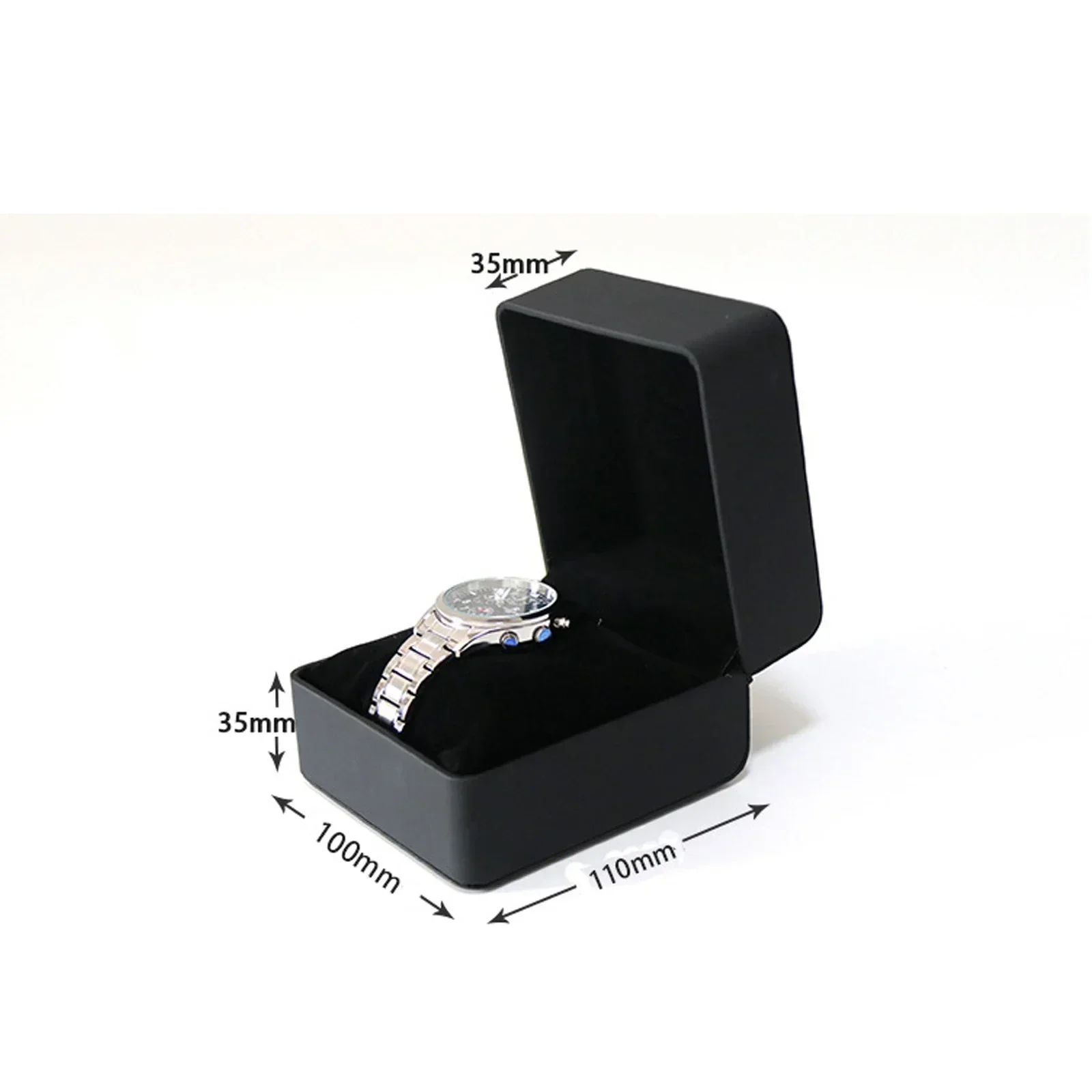 Black Single Watch Gift Box with Pillow PU Leather Wristwatch Display Case Organizer for Men Clamshell PU Leather Watch Cover